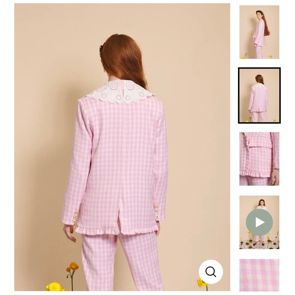 Sister Jane Bee Botanical Buzz Gingham Tweed Blazer & Pants Suit Two Piece Set - Picture 8 of 9